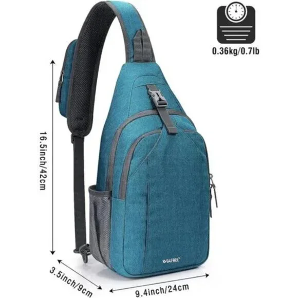 Sling Bag RFID Blocking for Travel Teal Blue Backpack - Picture 3 of 4